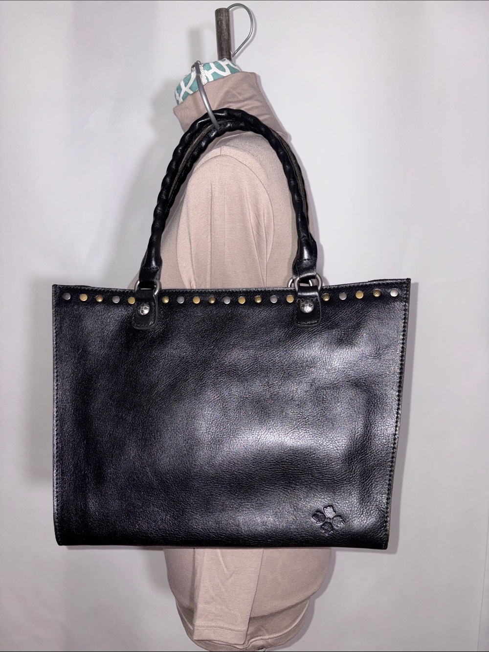 Patricia Nash Zancona Tote Black Leather Stud Detail
